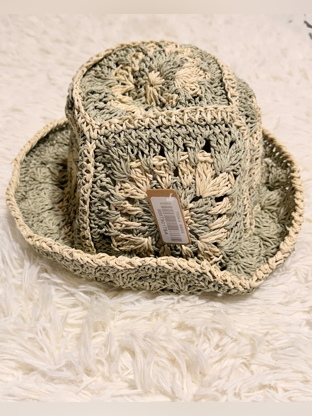 Sage and Cream Summer Bucket Hat for Women